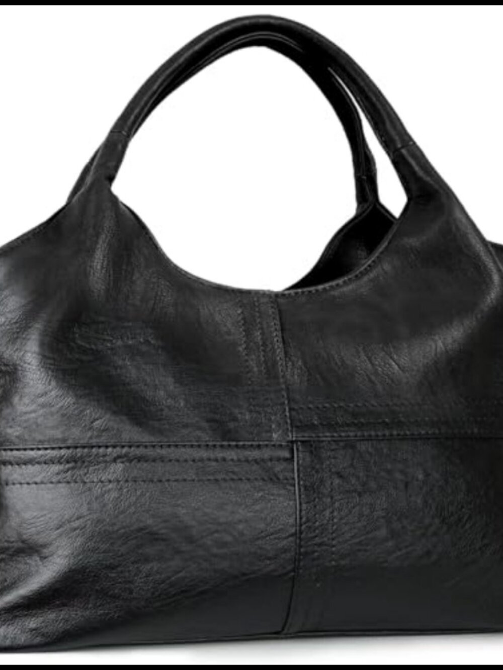Vegan Leather Hobo Tote Bag with Detachable Satchel Strap